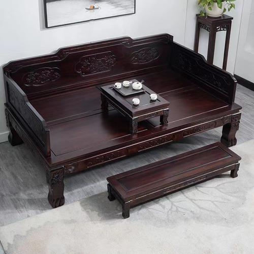 源頭工廠價(jià)txp2新中式花羅漢床客家具仿古典沙發(fā)床禪意貴妃榻床包